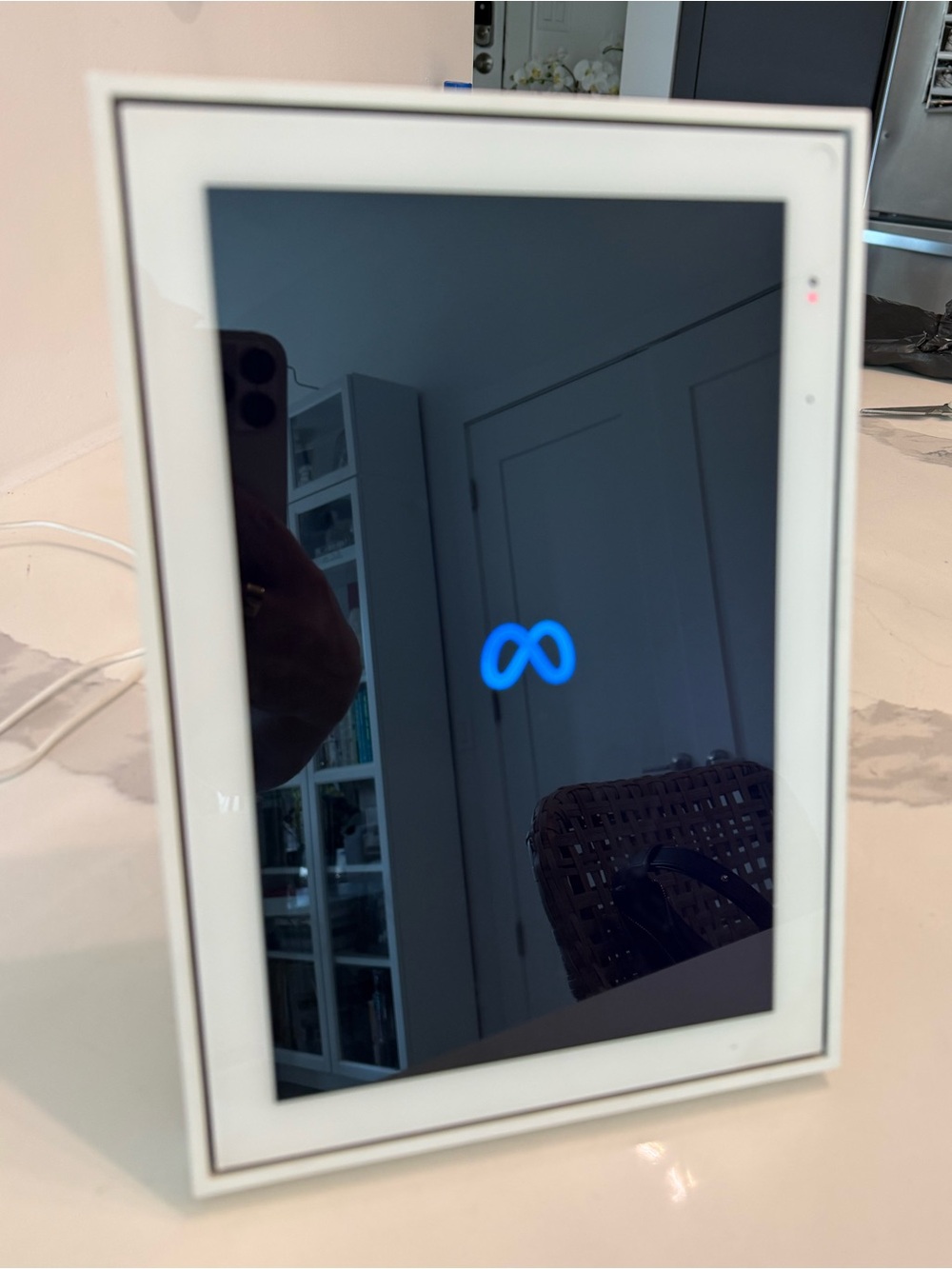 White Smart Display Tablet with Meta Logo - White
